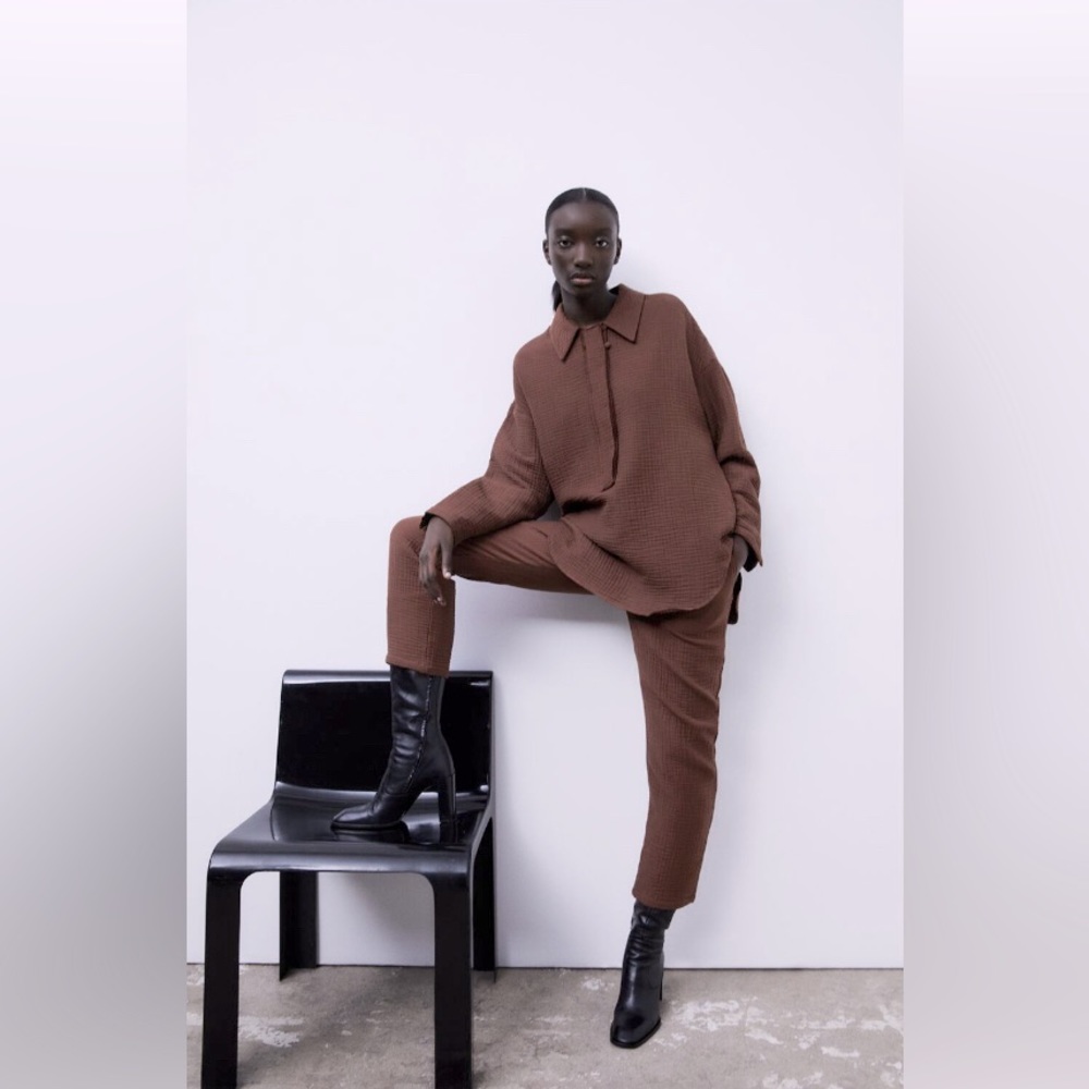 Zara Brown Elegant Coat